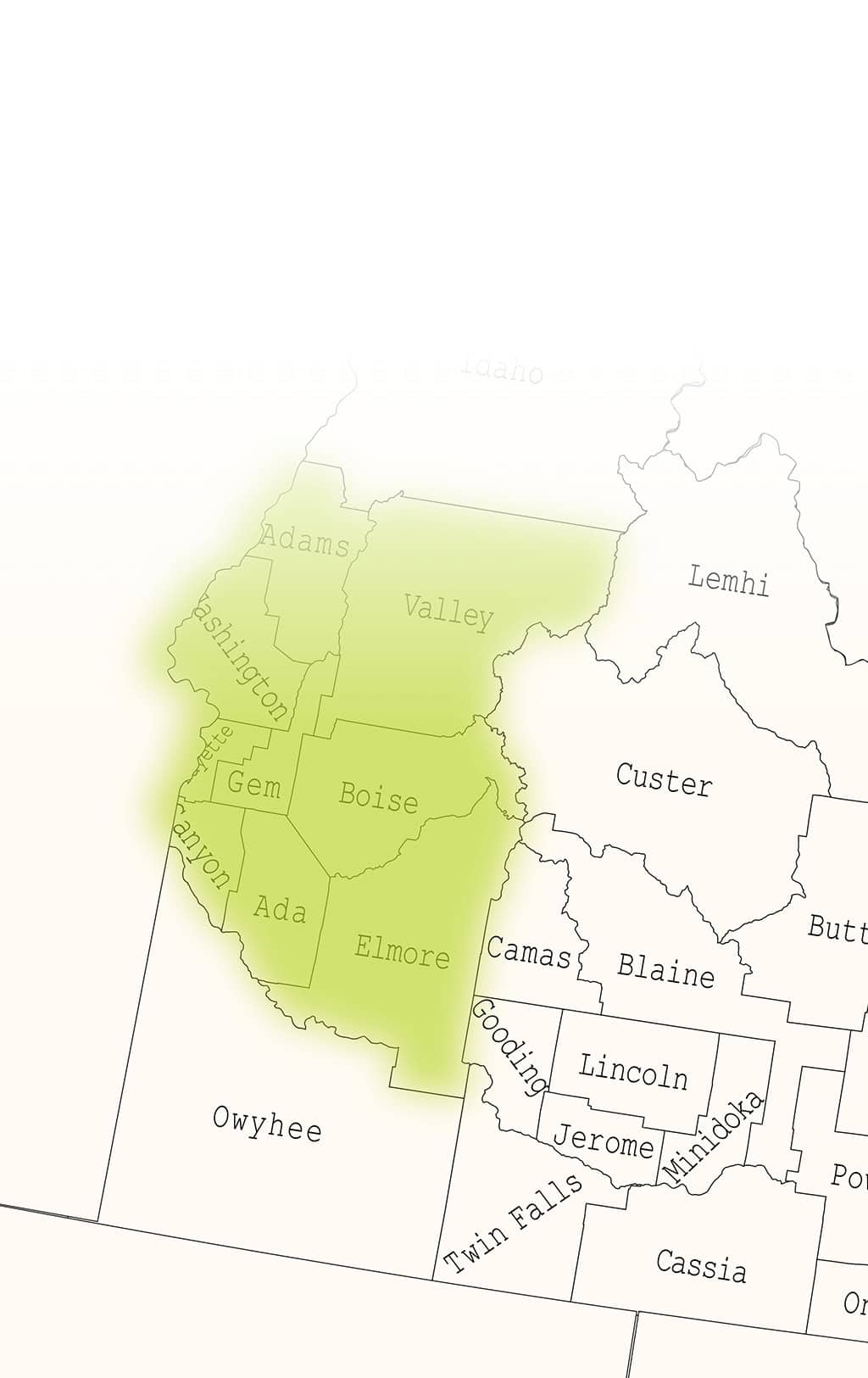 Greens Heating and AC service area, covering Boise, Nampa, Canyon County, and the surrounding area.